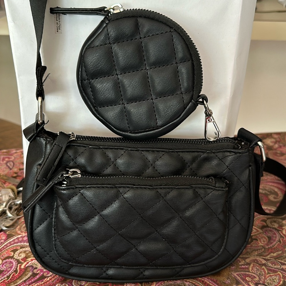 OLIVIA & KATE black Quilted Coin & Crossbody Bag